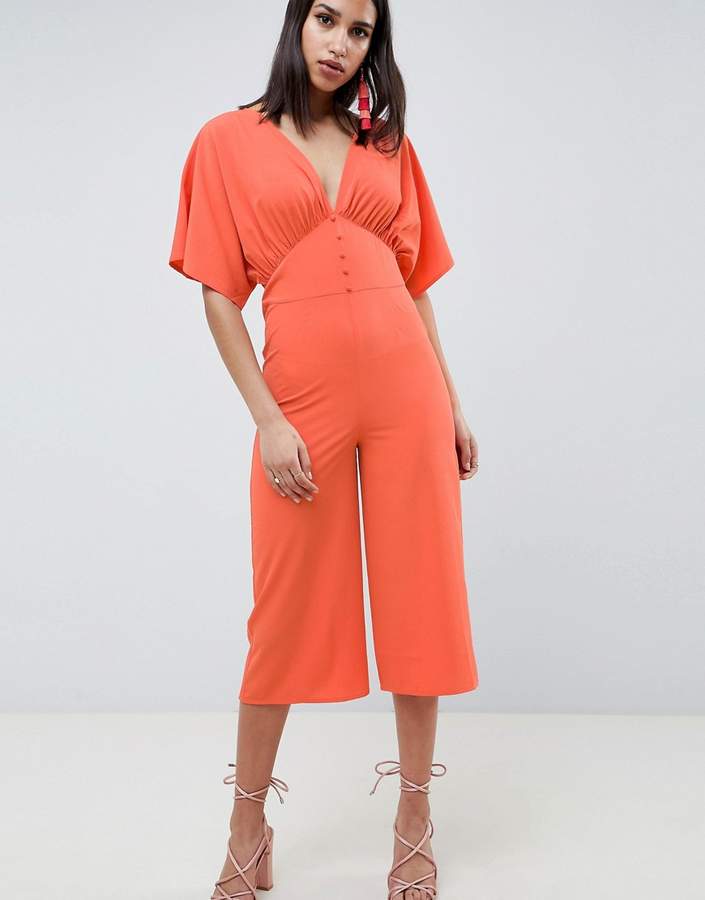 DESIGN Tea Jumpsuit With Kimono Sleeve And Button Detail