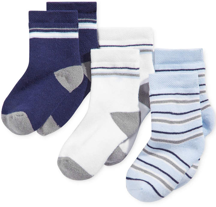 3-Pk. Striped Crew Socks, Baby Boys, Created for Macy's
