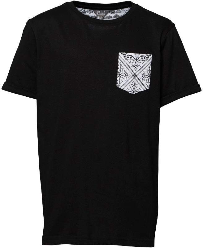 Fluid Boys T-Shirt With Printed Pocket Black/White
