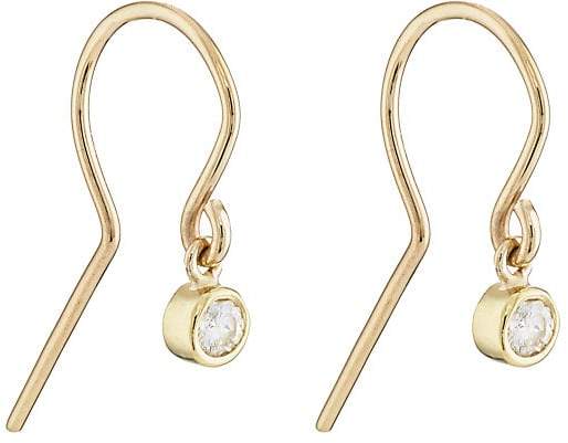 Women's Bezel-Set White-Diamond Drop Earrings