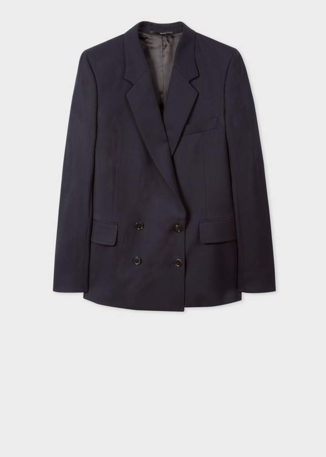 A Suit To Travel In - Women's Dark Navy Wool Double-Breasted Blazer