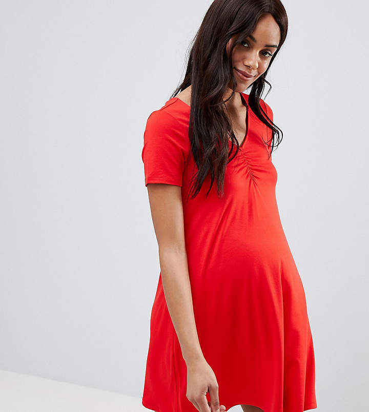 DESIGN Maternity – Swing-Kleid mit geraffter Vorderseite
