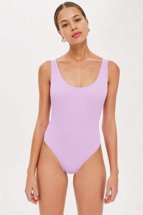 Scoop Neck Ribbed Swimsuit