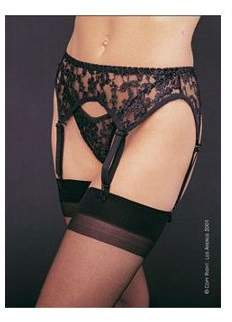 Women's 2-Piece Lace Garter Belt Set with Matching Thong, Black, One Size