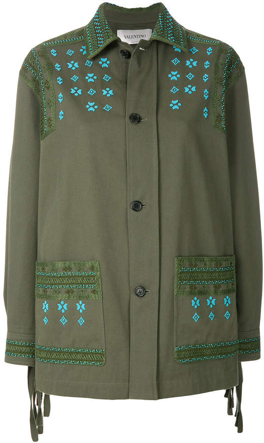 embroidered and fringe detailed jacket