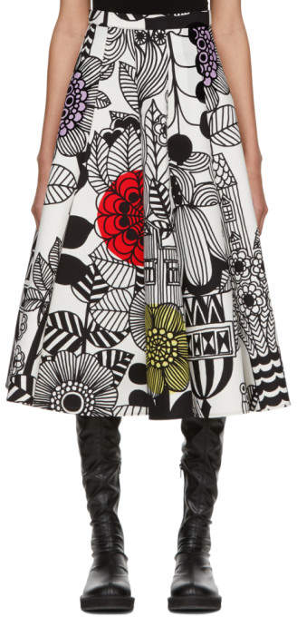 Multicolor Panelled Circle Print Skirt