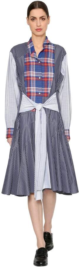Patchwork Check & Striped Poplin Dress