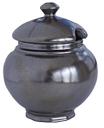 Pewter Stoneware Covered Sugar Bowl, 8 oz.