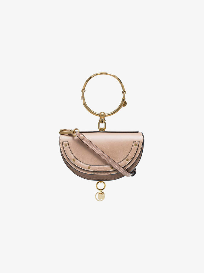 Beige Nile mini leather bracelet bag