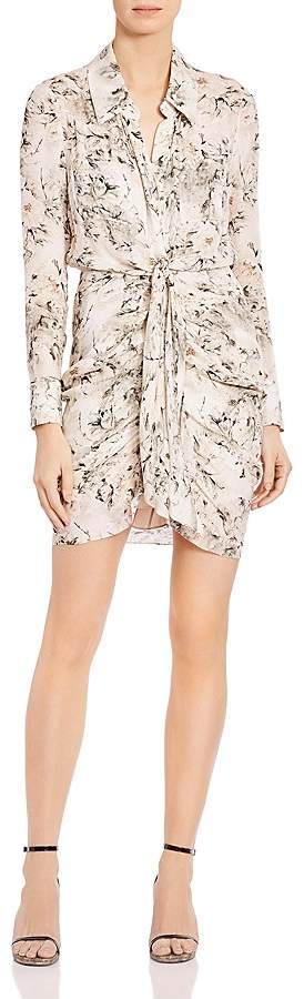 Snake In The Grass Tie-Front Printed Silk Shirt Dress
