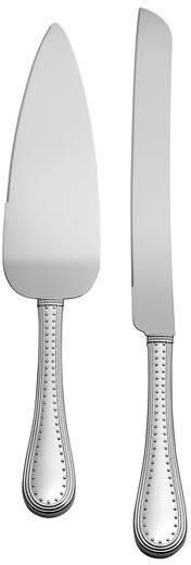 x Wedgwood Grosgrain Silver Plated Cake Knife & Server Set