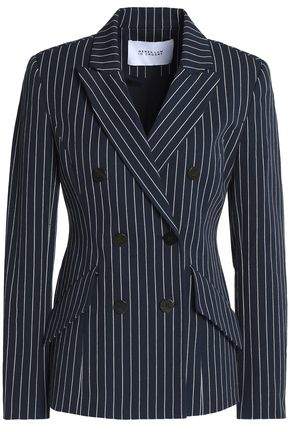 Double-Breasted Pinstriped Stretch-Cotton Blazer