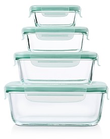 8-Piece Smart Seal Glass Rectangle Container Set