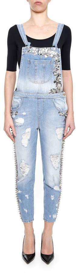 Embroidered Denim Dungarees