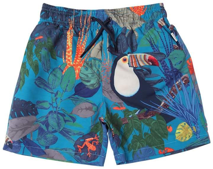 Jungle Print Nylon Swim Shorts