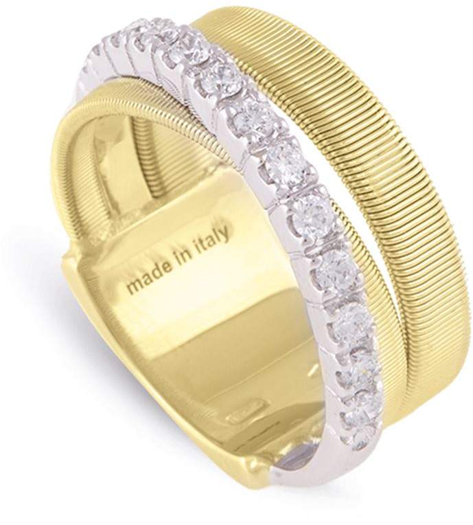 Yellow Gold and Diamond Three Row Masai Ring