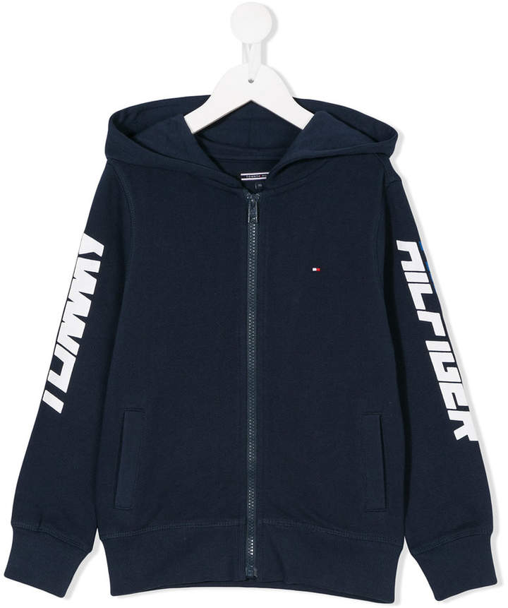 Tommy Hilfiger Junior logo print zipped hoodie