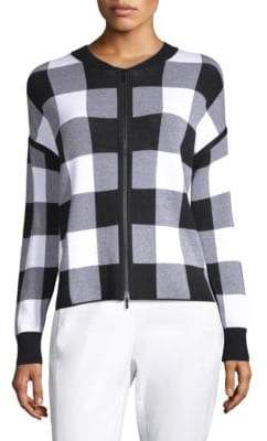 Checkered Zip Cardigan
