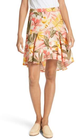 Radhiya Linen Floral Ruffle Skirt