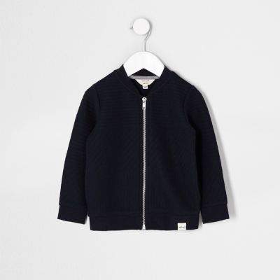 Mini boys navy quilted bomber jacket