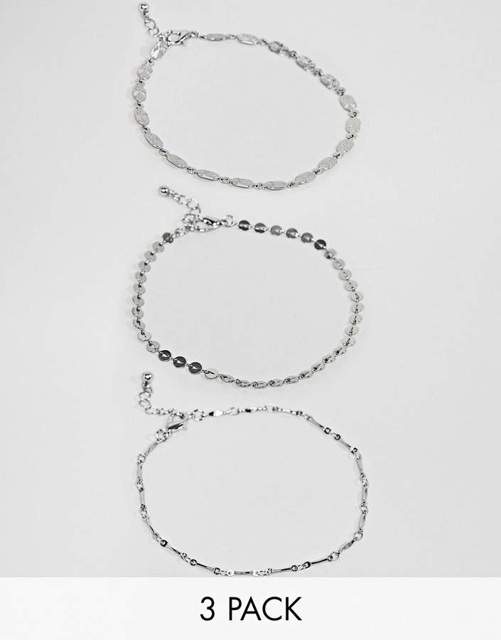 DESIGN Pack Of 3 Disc And Engraved Link Chain Anklets
