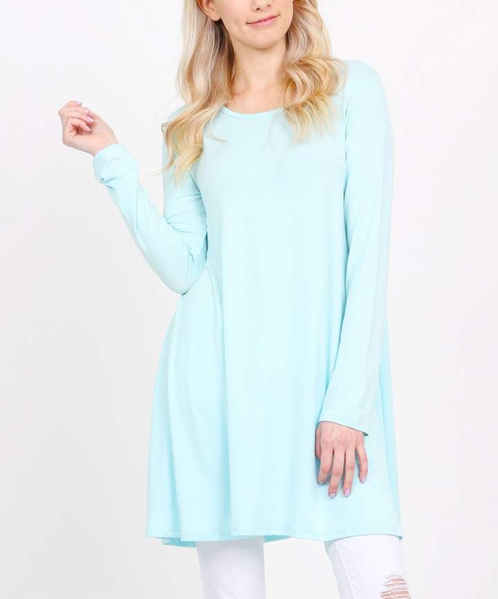 Aqua Long-Sleeve Tunic - Women