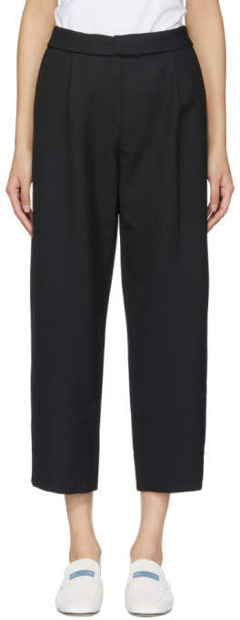 Black Wool Cropped Trousers