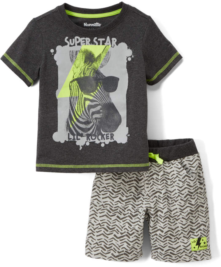 Green Super Star Zebra Tee & Shorts - Toddler