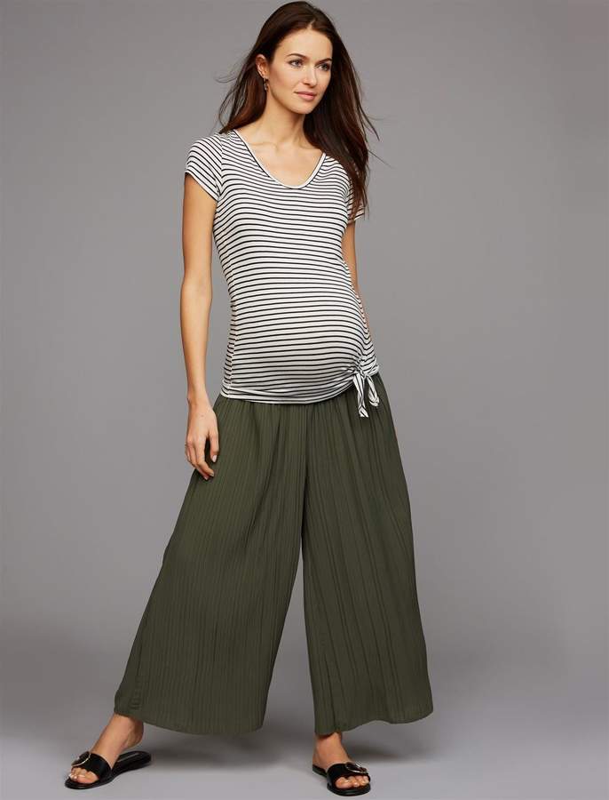 Under Belly Crepe De Chine Wide Leg Maternity Pant...