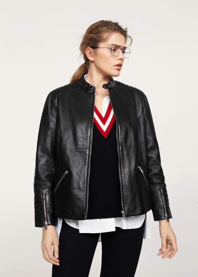 Lederjacke mit Steppeinsätzen