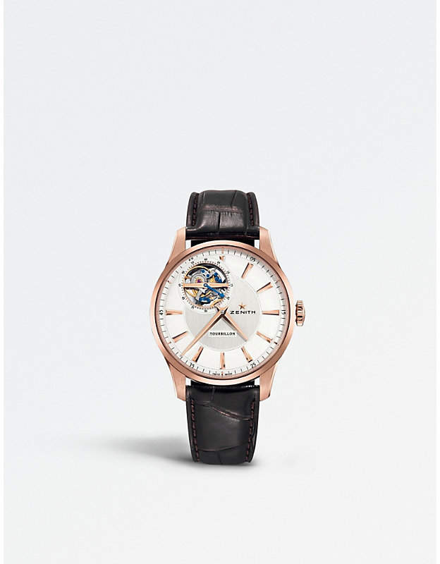18.2190.4041/01.C498 El Primero rose-gold and leather watch