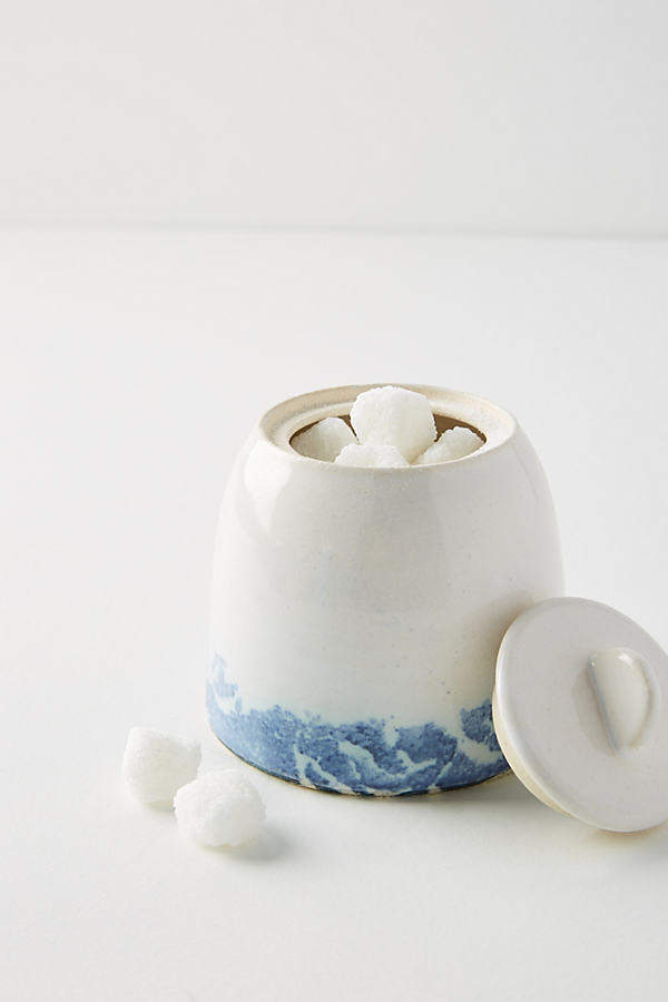 Marmorierte Zuckerdose - Blue Motif