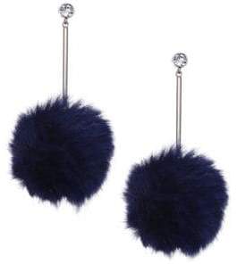 Crystal Drop Faux Fur Earrings