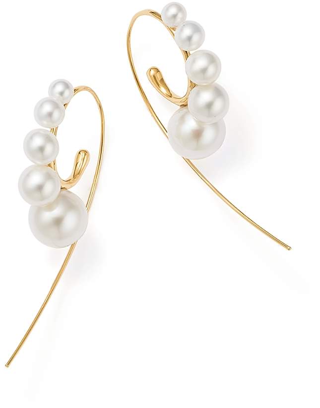 18K Yellow Gold Nova Graduated Cultured Freshwater Pearl Threader Earrings