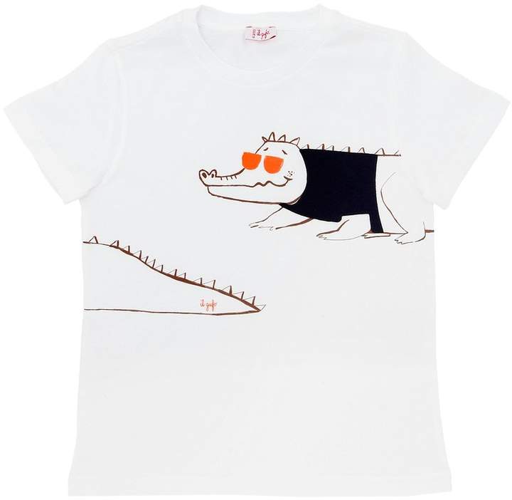 T-Shirt Aus Baumwolljersey Mit Krokodildruck