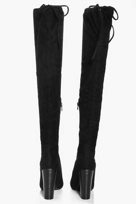 Boohoo Ivy Stretch Over Knee Boot With Lace Detail - ShopStyle