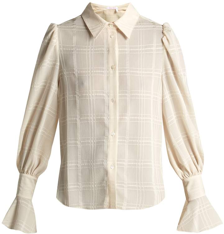 Checked flared-cuff shirt