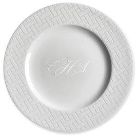 Personalized Wicker White Salad Plate