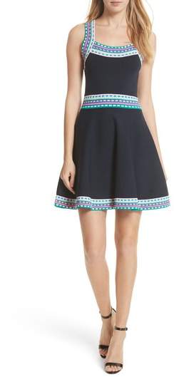 Woven Trim Fit & Flare Dress