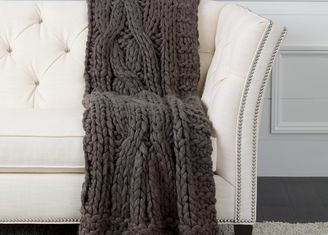 Cross Cable Knit Throw, Dark Brown