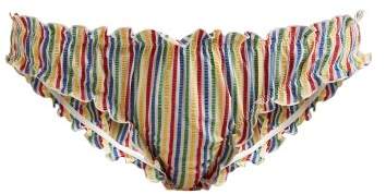 The Audrey striped-seersucker bikini briefs