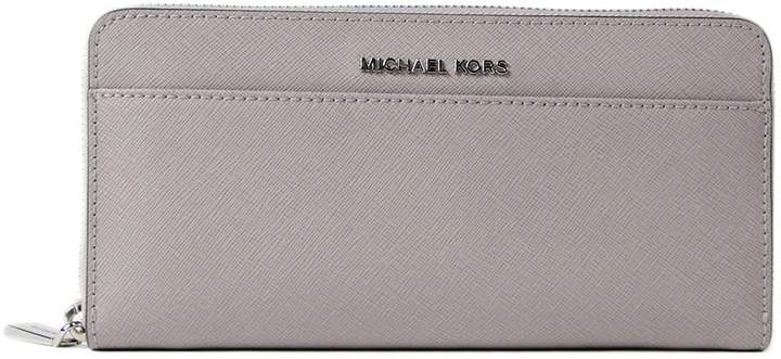Michael Kors Logo Plaque Zip Around Wallet - PEARL GREY - STYLE