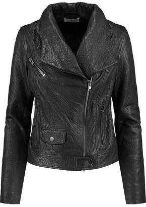 Textured-Leather Biker Jacket