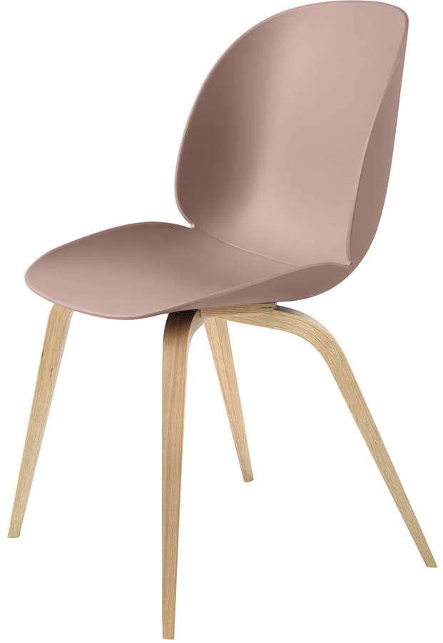 Gubi - Beetle Dining Chair, Wood Base, Eiche / sweet pink