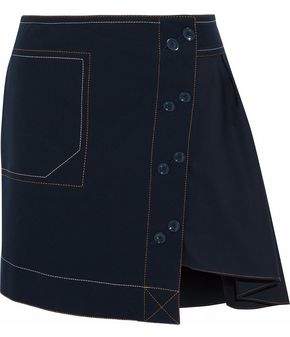 Asymmetric Cotton-Blend Twill Mini Skrit
