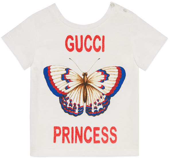 Baby T-shirt with butterfly and flock Princess