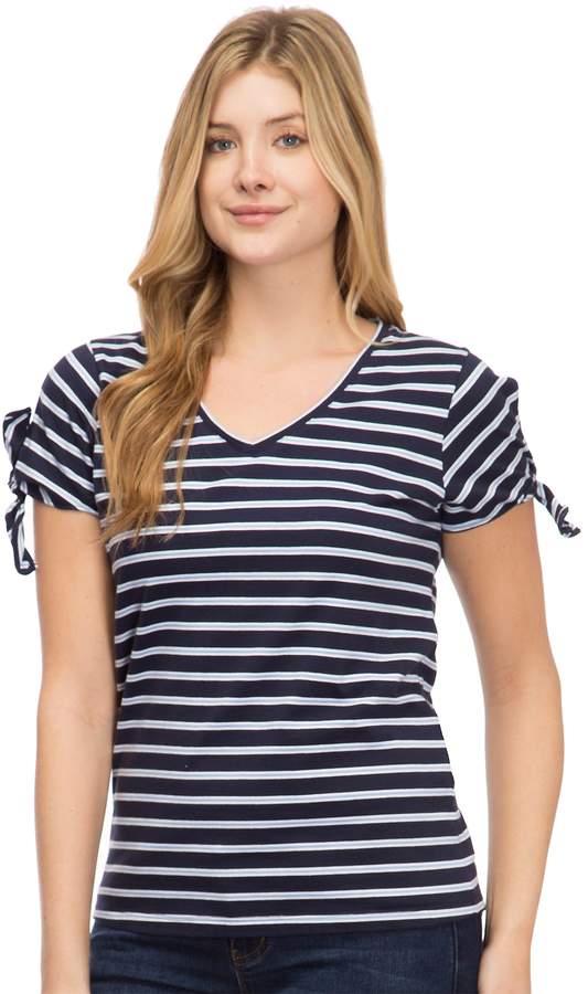 Women's Striped Tie-Sleeve Tee