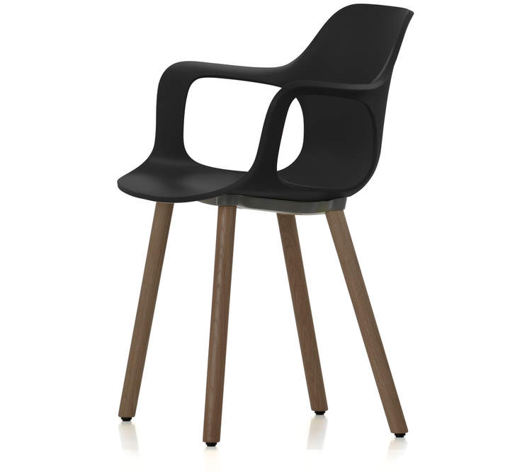 Hal Wood Armlehnstuhl, basic dark / Nussbaum schwarz pigmentiert, Kunststoffgleiter basic dark (Teppichboden)