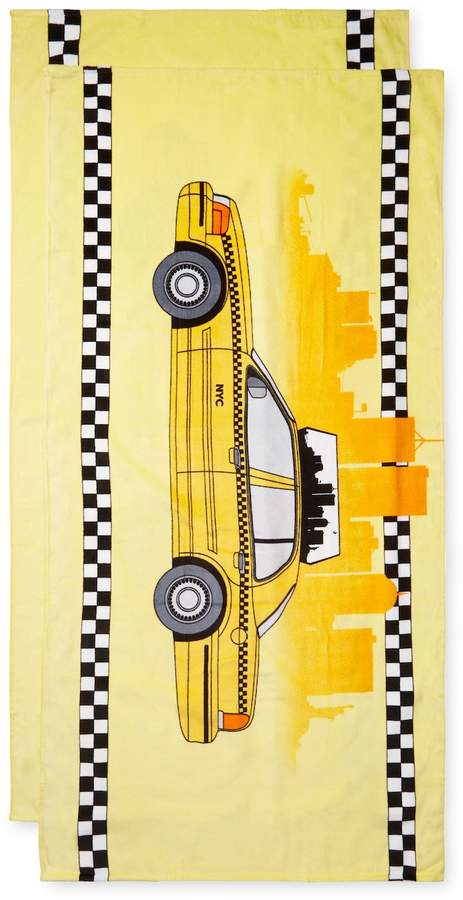 Dohler NY Taxi Terry Velour Beach Towel (Set of 2)