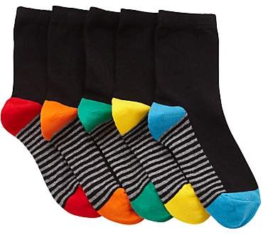 Children's Contrast Heel Socks, Pack of 5, Black